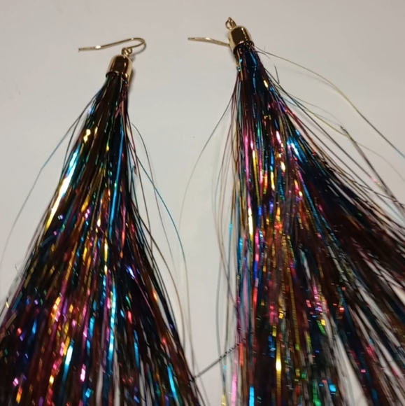 COLORFUL TINSEL EARRINGS - Picture 4 of 8